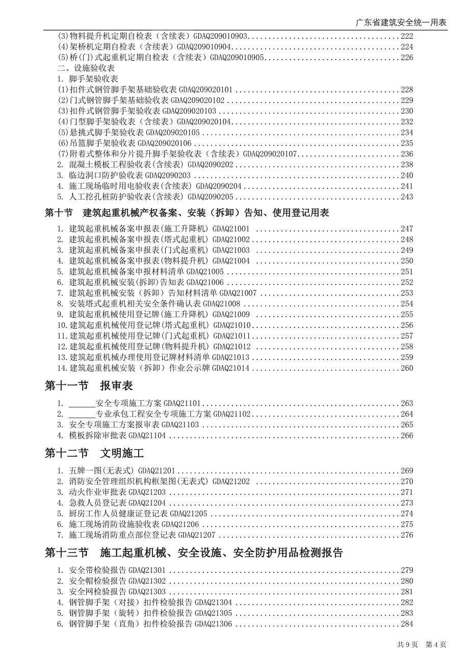 版《广东省建筑施工安全管理资料统一用表》目录(免积分)_第4页