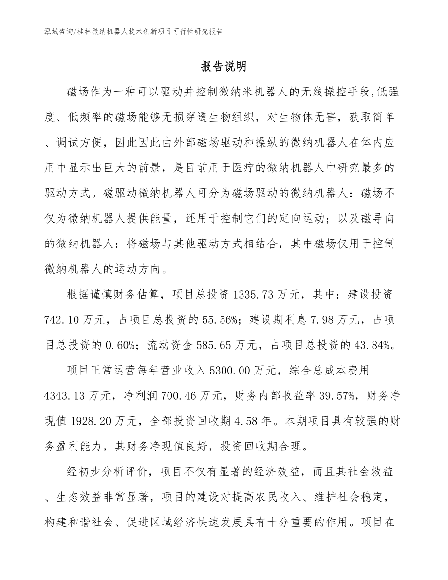 桂林微纳机器人技术创新项目可行性研究报告_范文_第2页