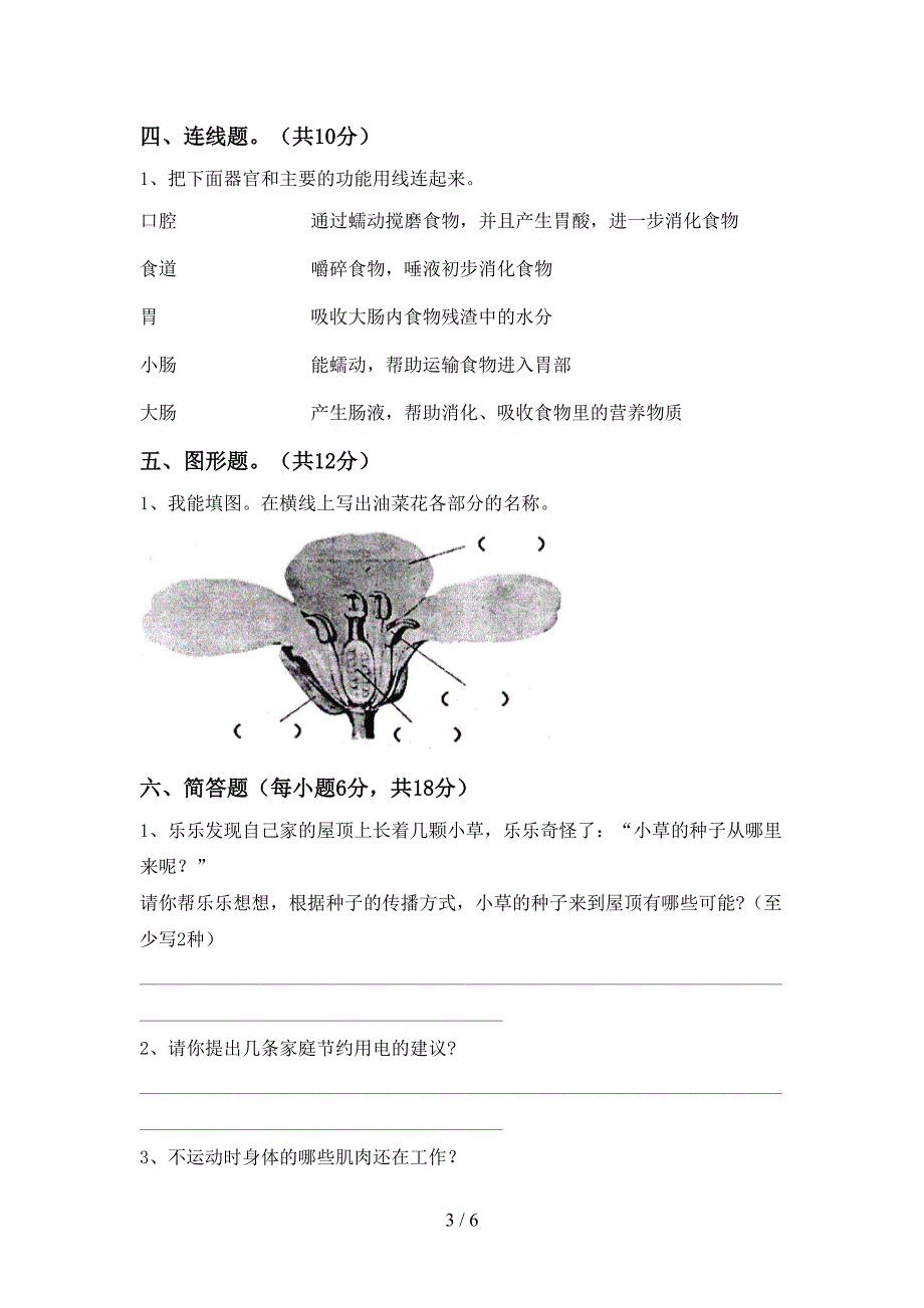 2022年教科版四年级科学上册期末考试题(加答案).doc_第3页