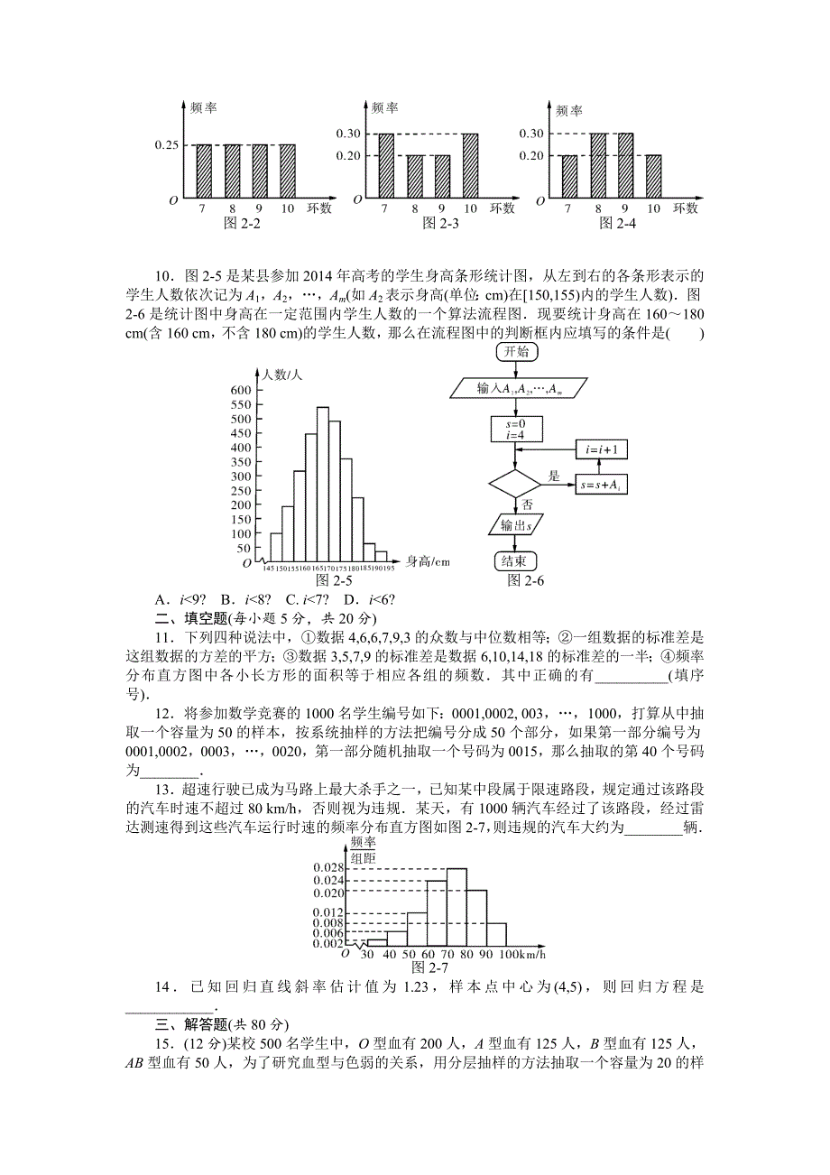 最新新课标人教A版数学必修3第二章统计自主检测试卷及答案_第2页