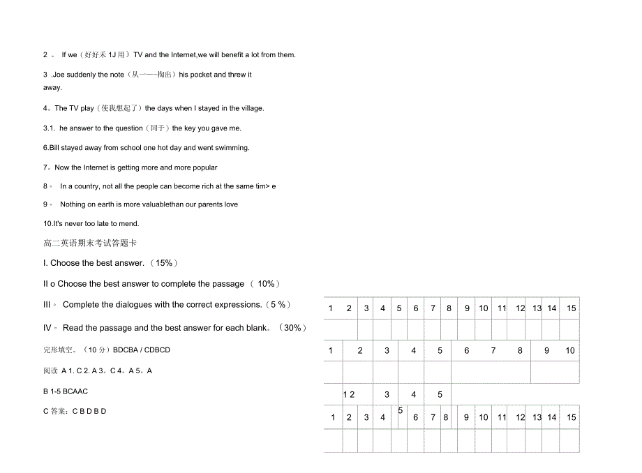 中职高二英语期末考试题_第5页