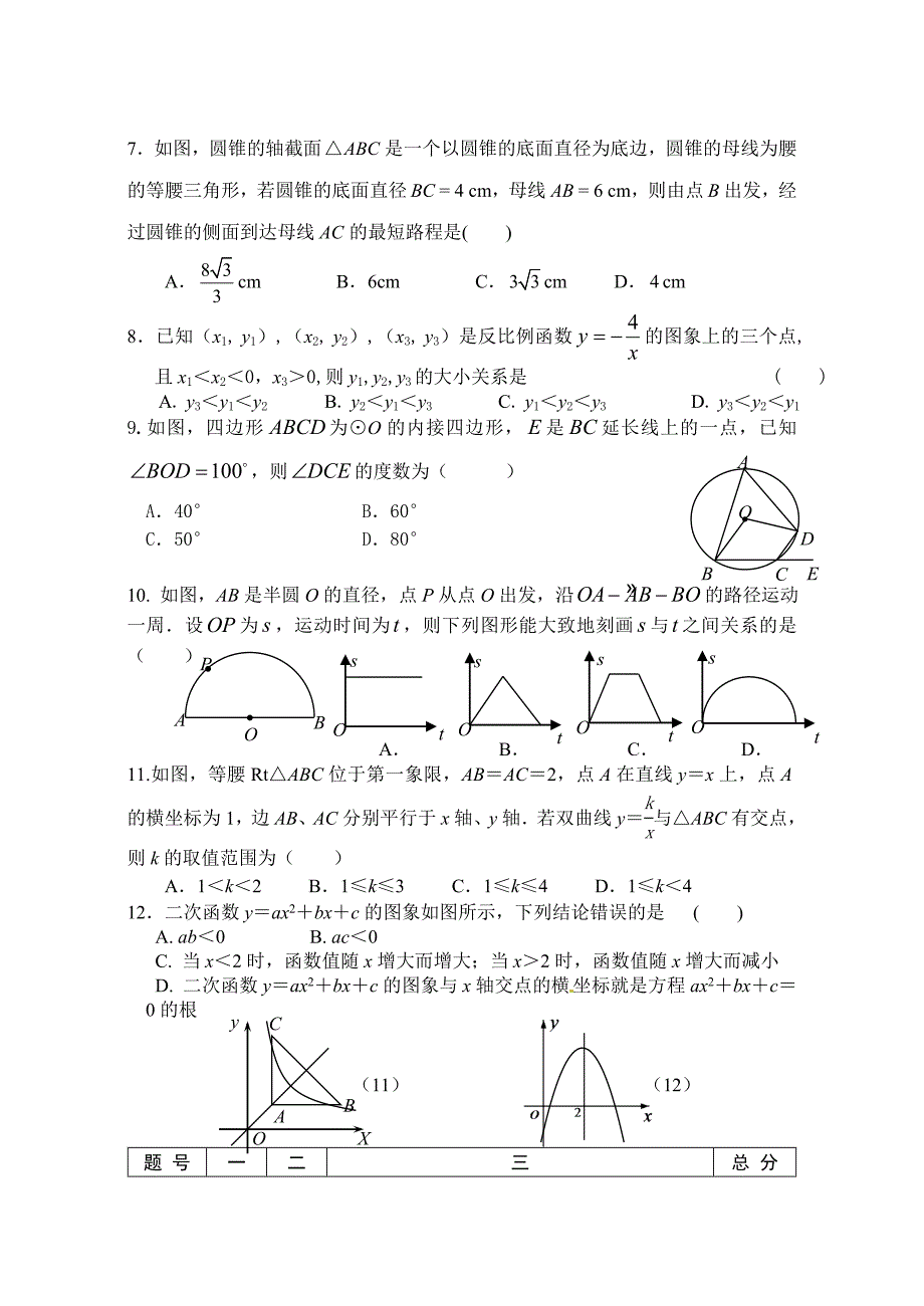 (完整)人教版初三数学总复习测试题范文_第2页