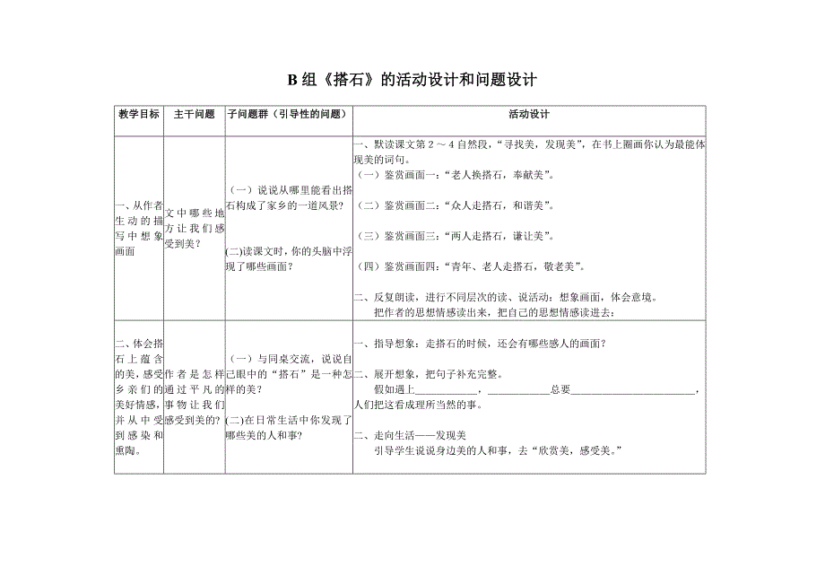 B组《搭石》的活动设计和问题设计（陈成就）_第1页