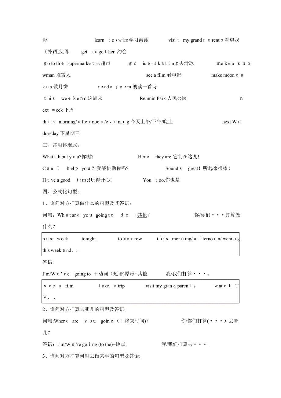 最新人教版(PEP)小学英语六年级上册复习资料_第5页