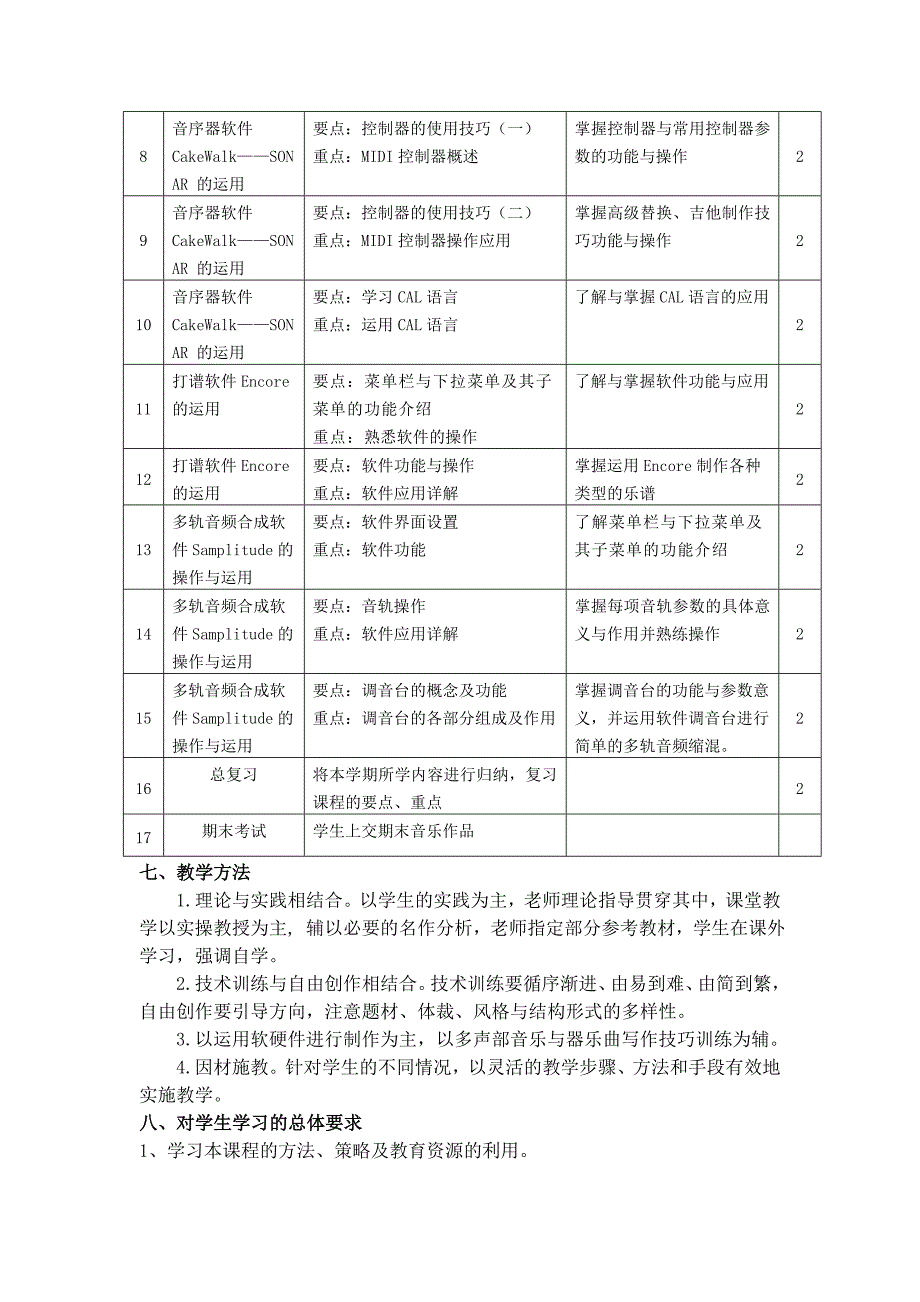 电脑音乐制作课程教学大纲_第3页