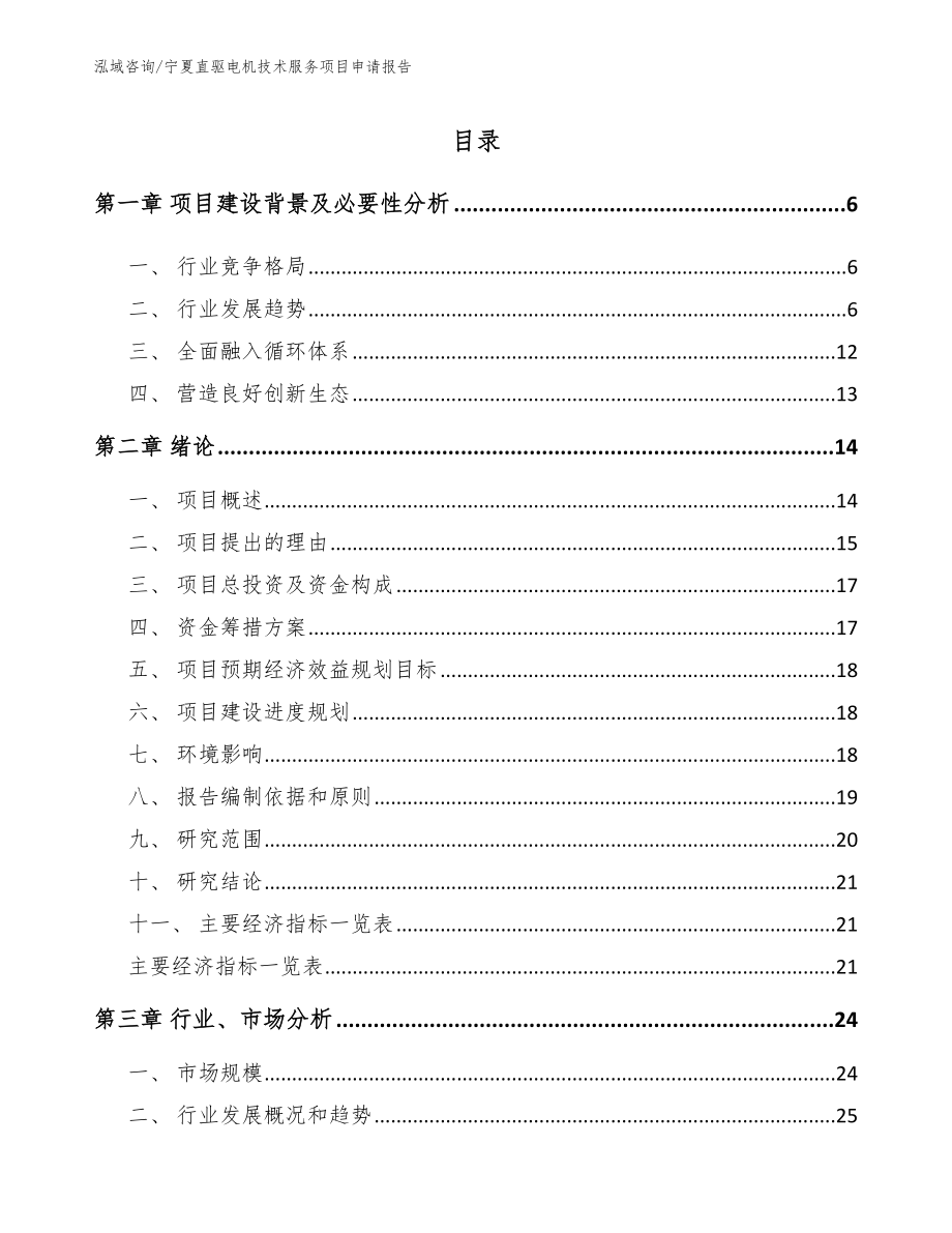 宁夏直驱电机技术服务项目申请报告模板_第1页