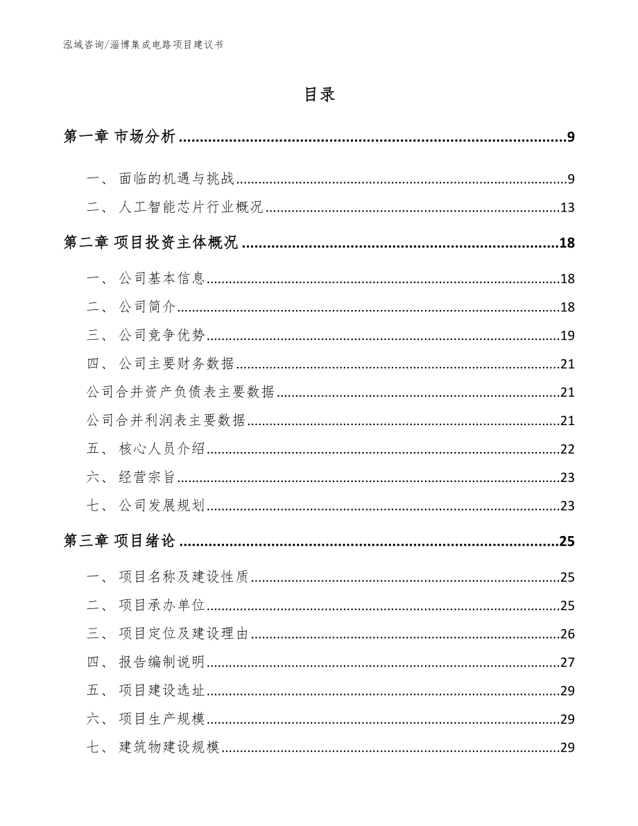 淄博集成电路项目建议书_参考范文_第2页