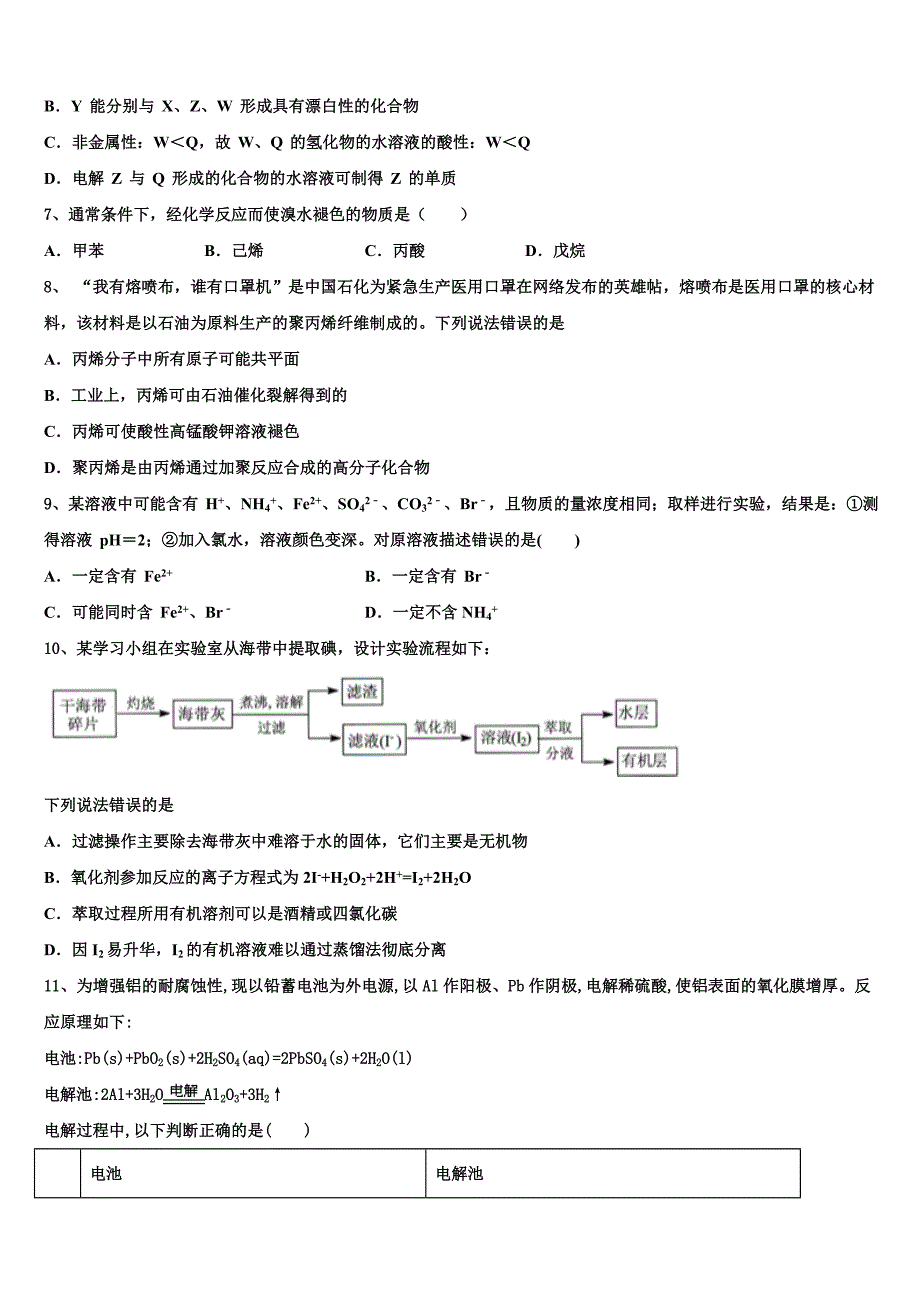 2023届江苏省宿迁市沭阳县华冲高中高三第二次诊断性检测化学试卷含解析_第2页