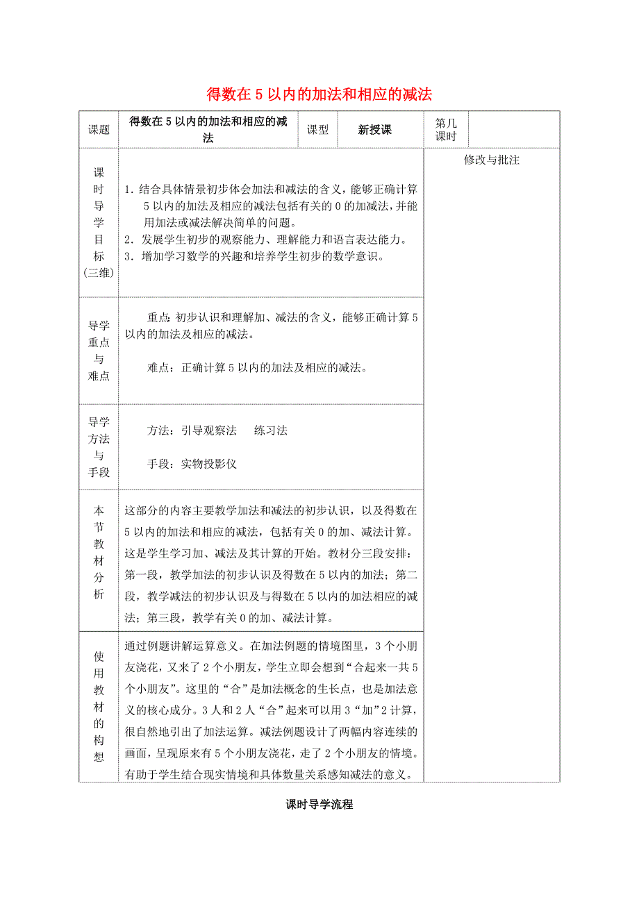 苏教版数学一年级上册得数在5以内的加减法导学案_第1页
