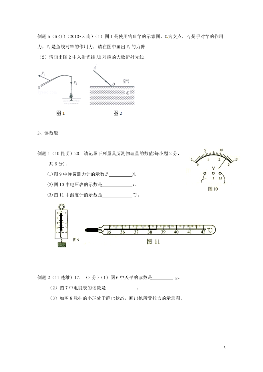 云南省泸西县中考物理实验探究题专题复习讲义050223_第3页