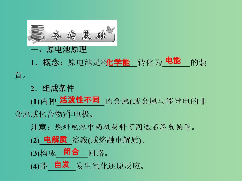 高考化学第一轮总复习 第九章 电化学基础（第27课时）课件.ppt_第3页