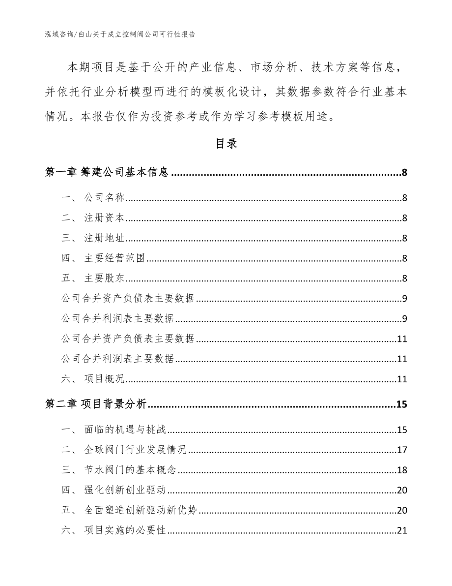 白山关于成立控制阀公司可行性报告（模板范本）_第3页