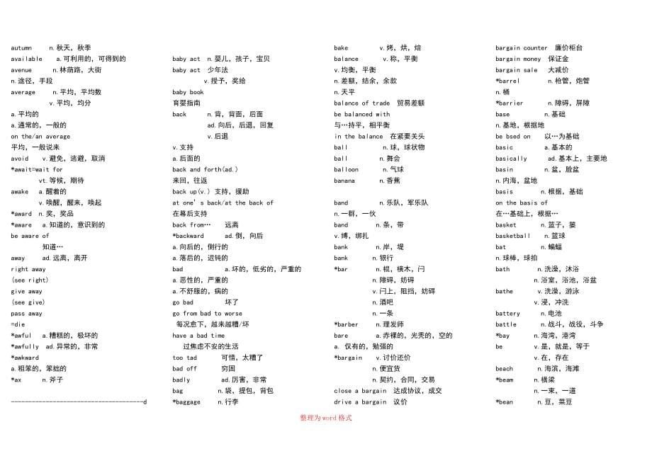 学士学位英语单词Word版_第5页