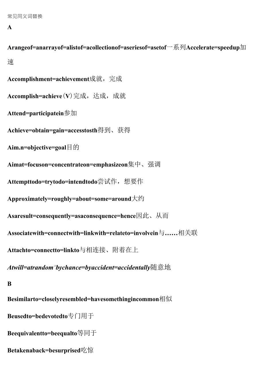 英语四级_常见同义词替换_第1页