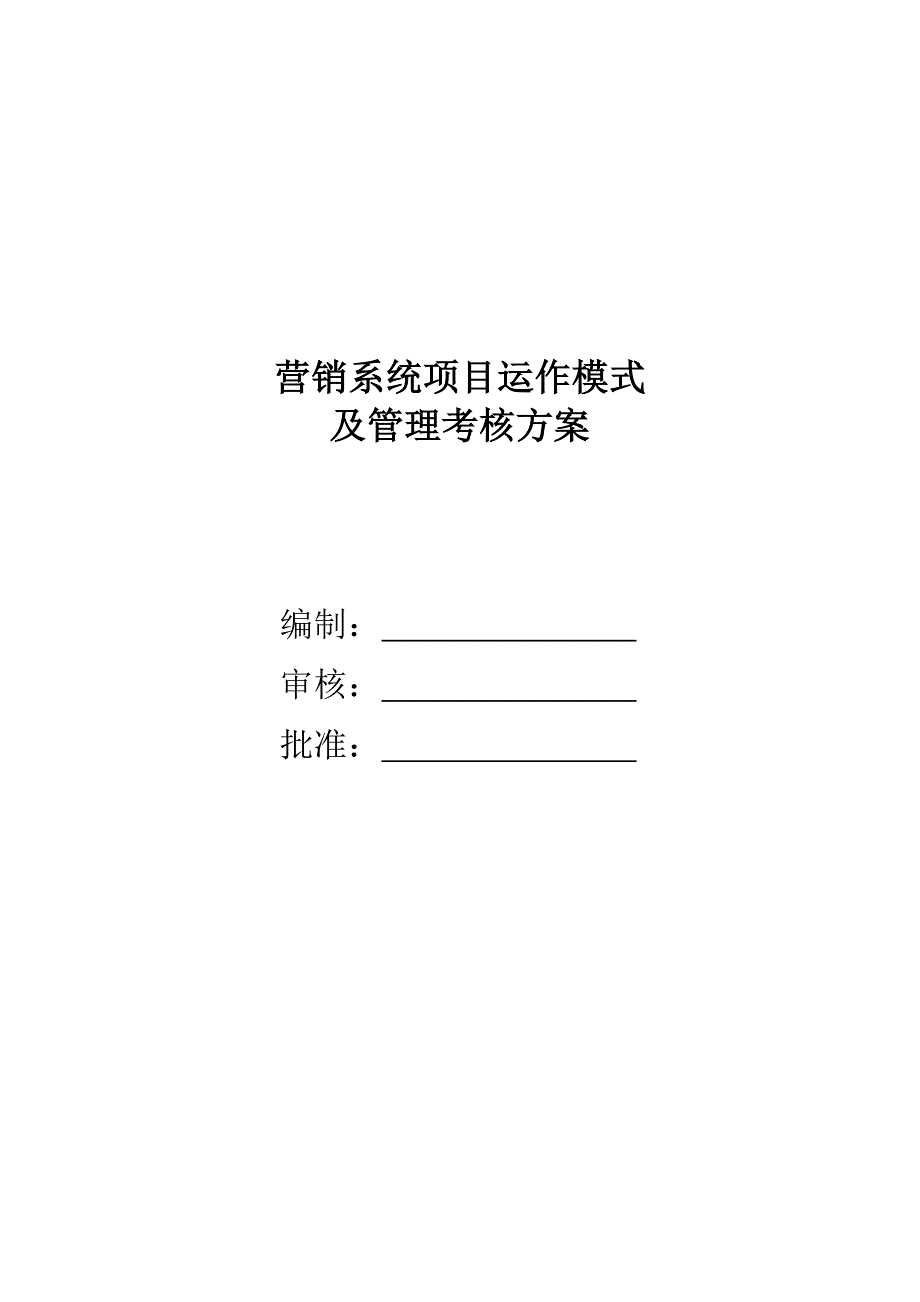 营销系统项目运作模式及管理考核方案_第1页