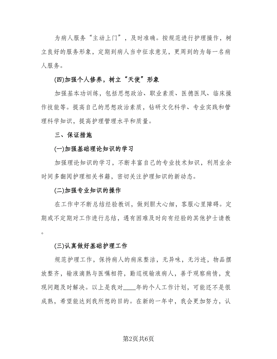 护士个人年度工作计划模板（二篇）.doc_第2页