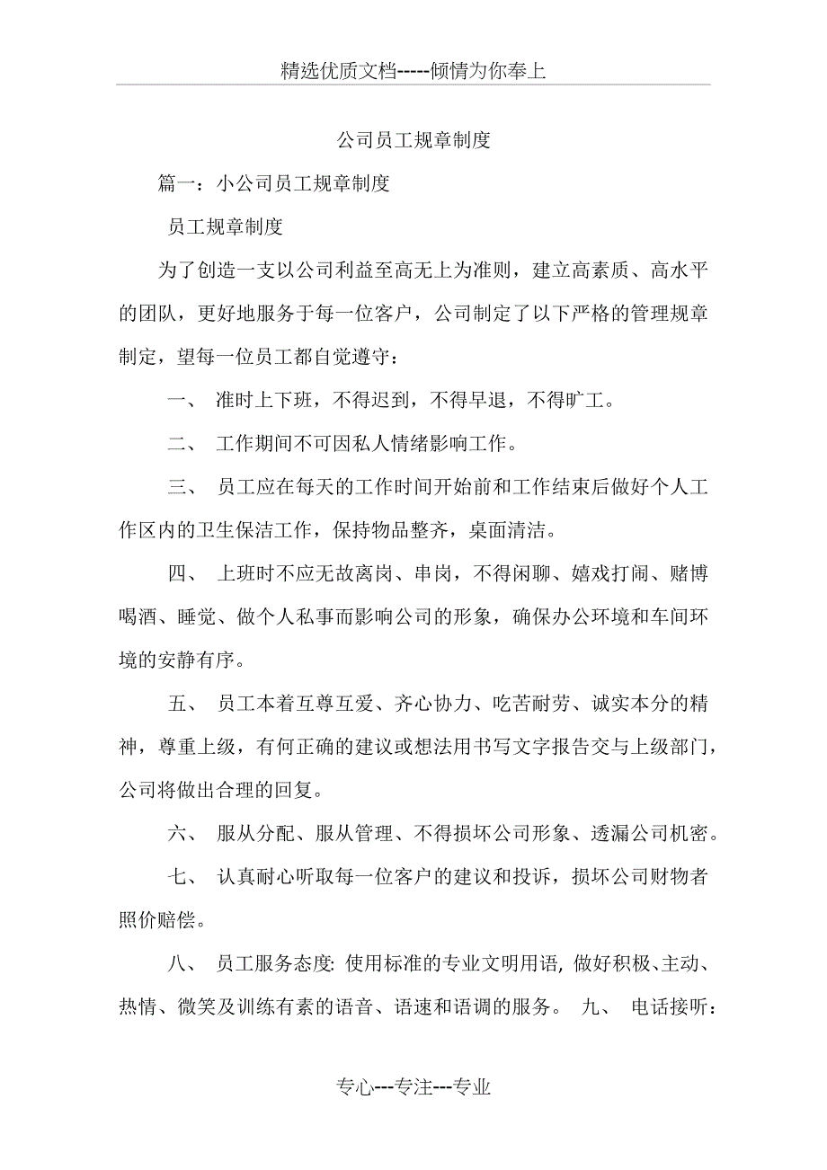 公司员工规章制度(共15页)_第1页