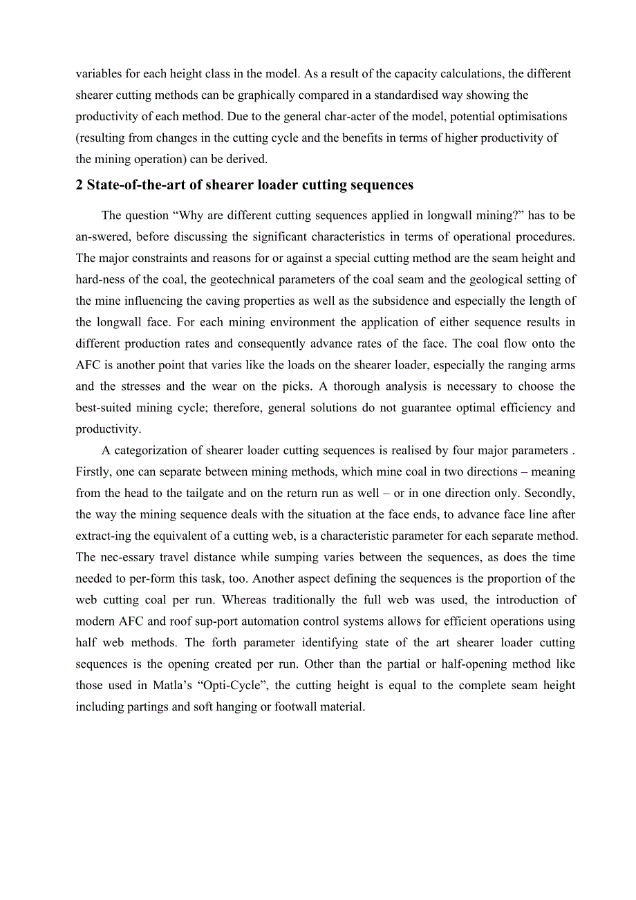 高生产率一个关于采煤机切割序列的问题毕业课程设计外文文献翻译、中英文翻译、外文翻译_第2页