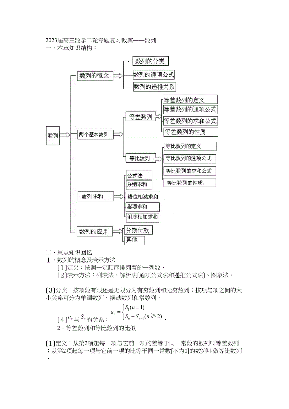 2023届高三第二轮数学专题复习教案数列高中数学.docx_第1页