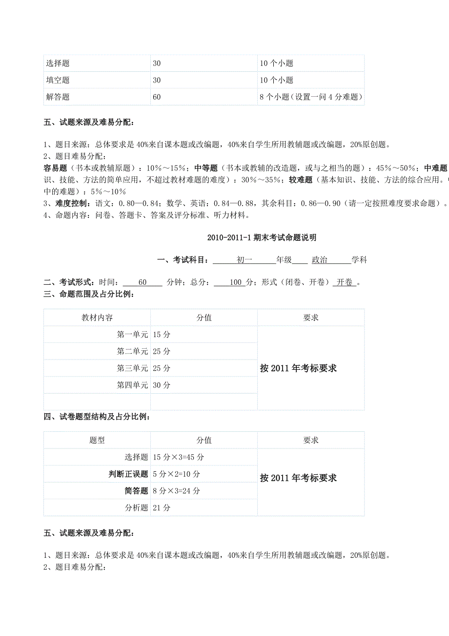 长郡双语实验中学初一期末考试命题大纲_第3页