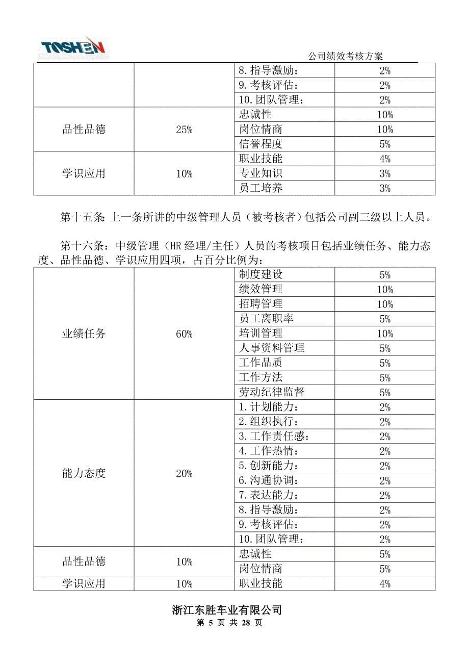 绩效考核_优秀绩效考核方案范本_第5页