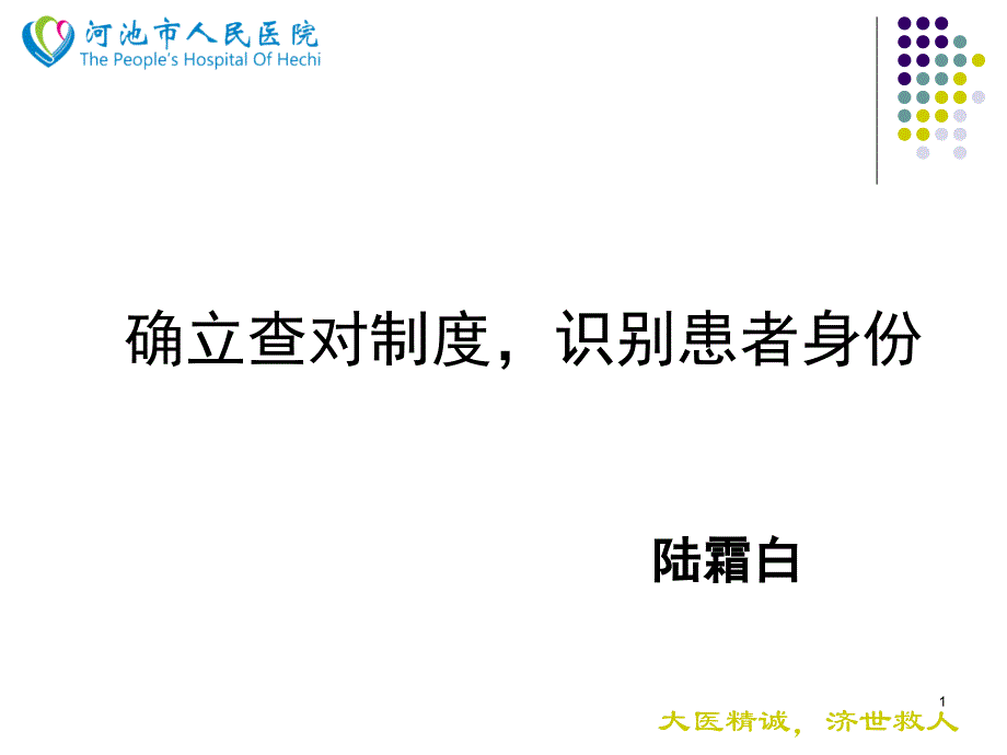 确立查对制度识别患者身份课堂PPT_第1页