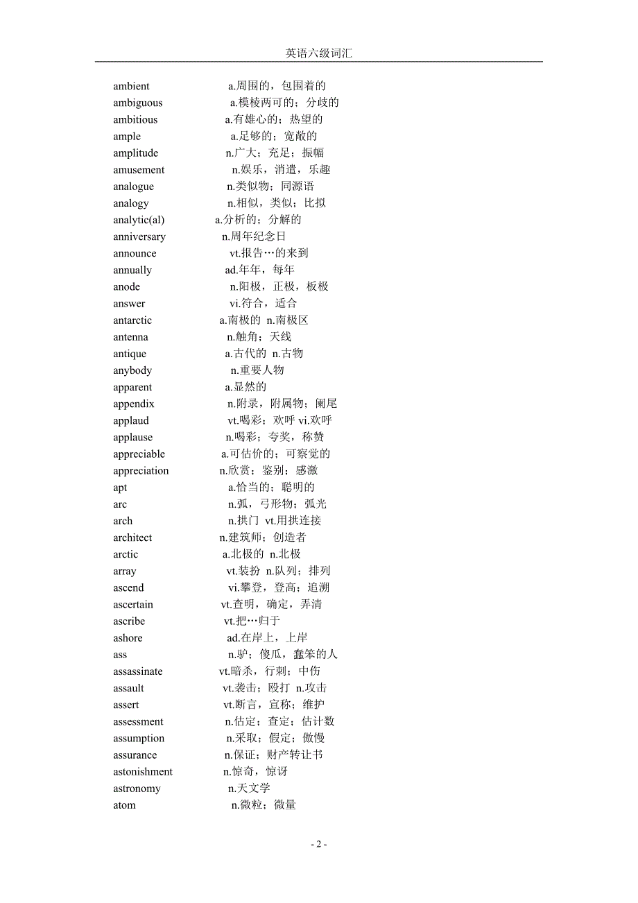 大学英语六级考试常见词汇下载1_第2页