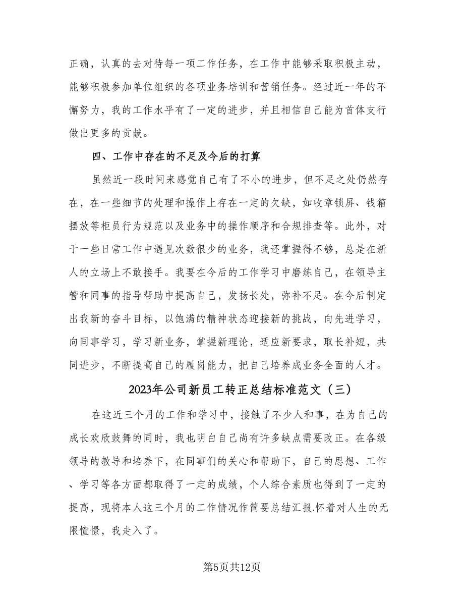 2023年公司新员工转正总结标准范文（5篇）.doc_第5页