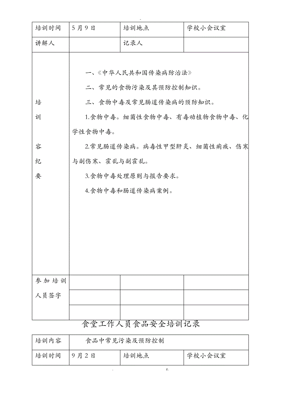 学校食堂工作人员食品安全培训记录_第3页