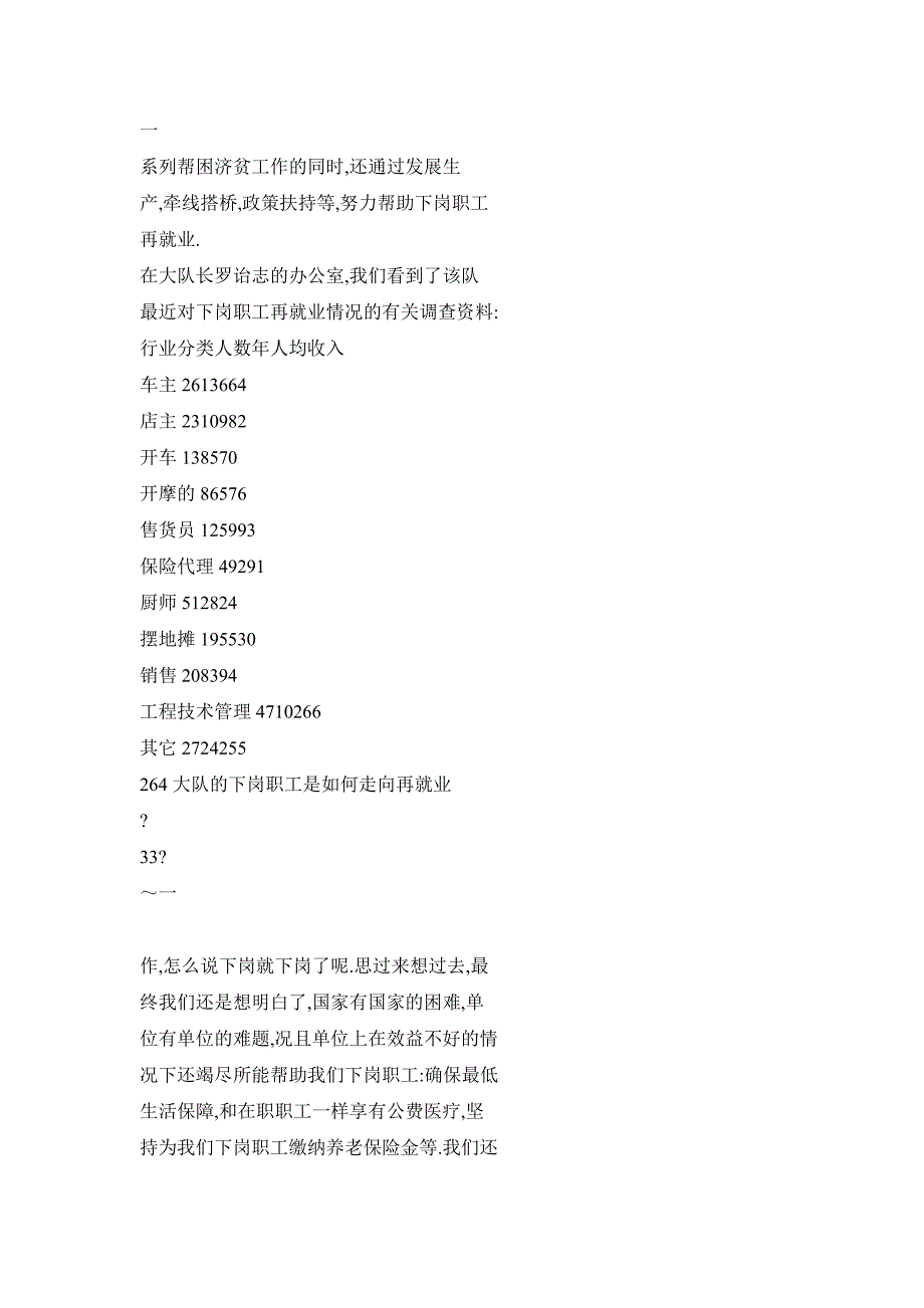 【doc】走过无奈走进春天——二六四大队下岗职工再就业访谈录.doc_第2页