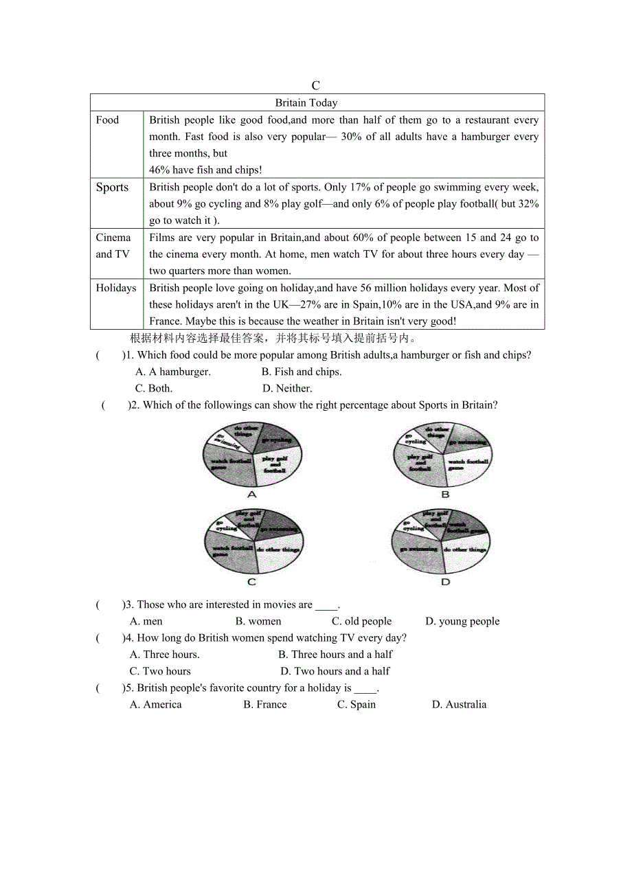 英语之图表阅读理解答题技及训练_第4页