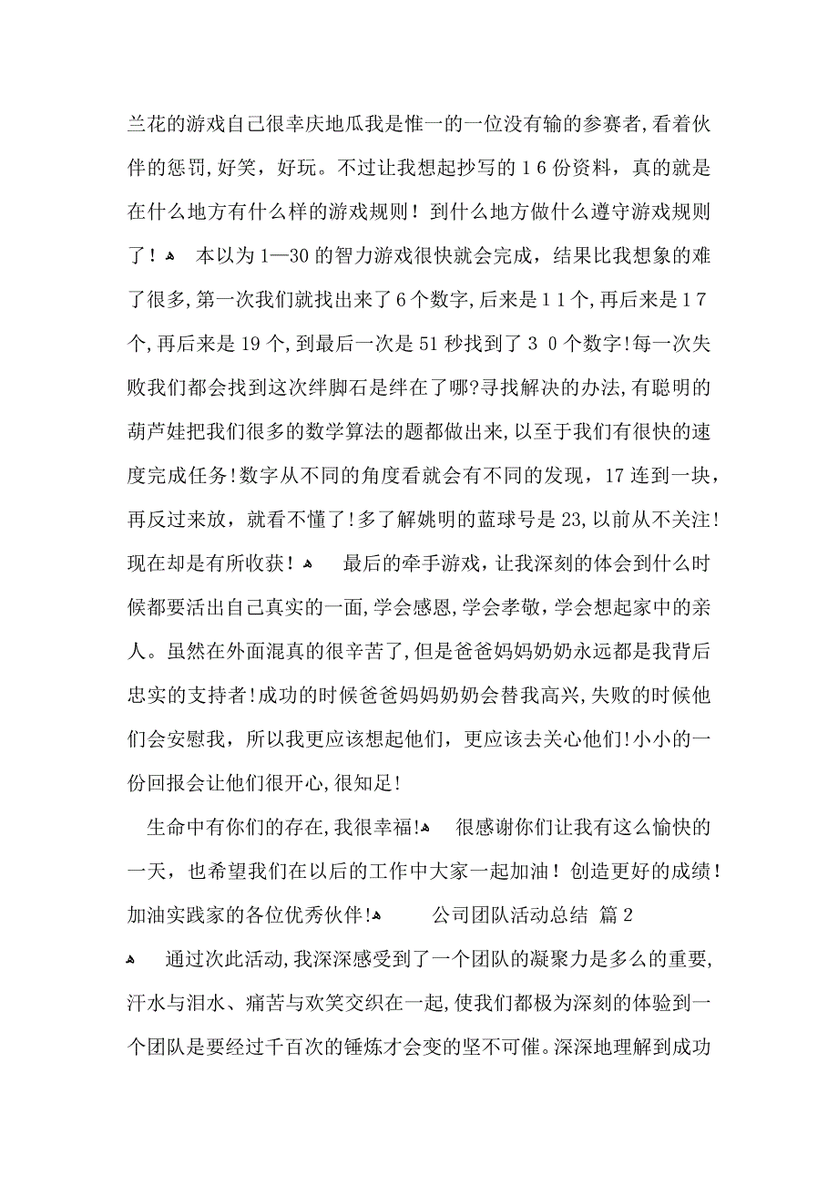 关于公司团队活动总结集合八篇_第2页