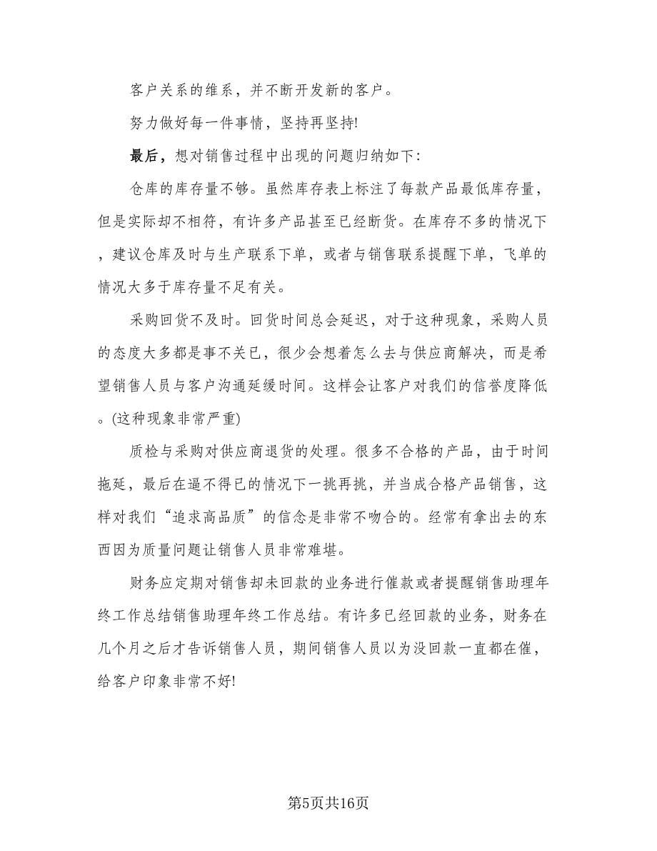 销售助理年终个人工作总结样本（六篇）.doc_第5页