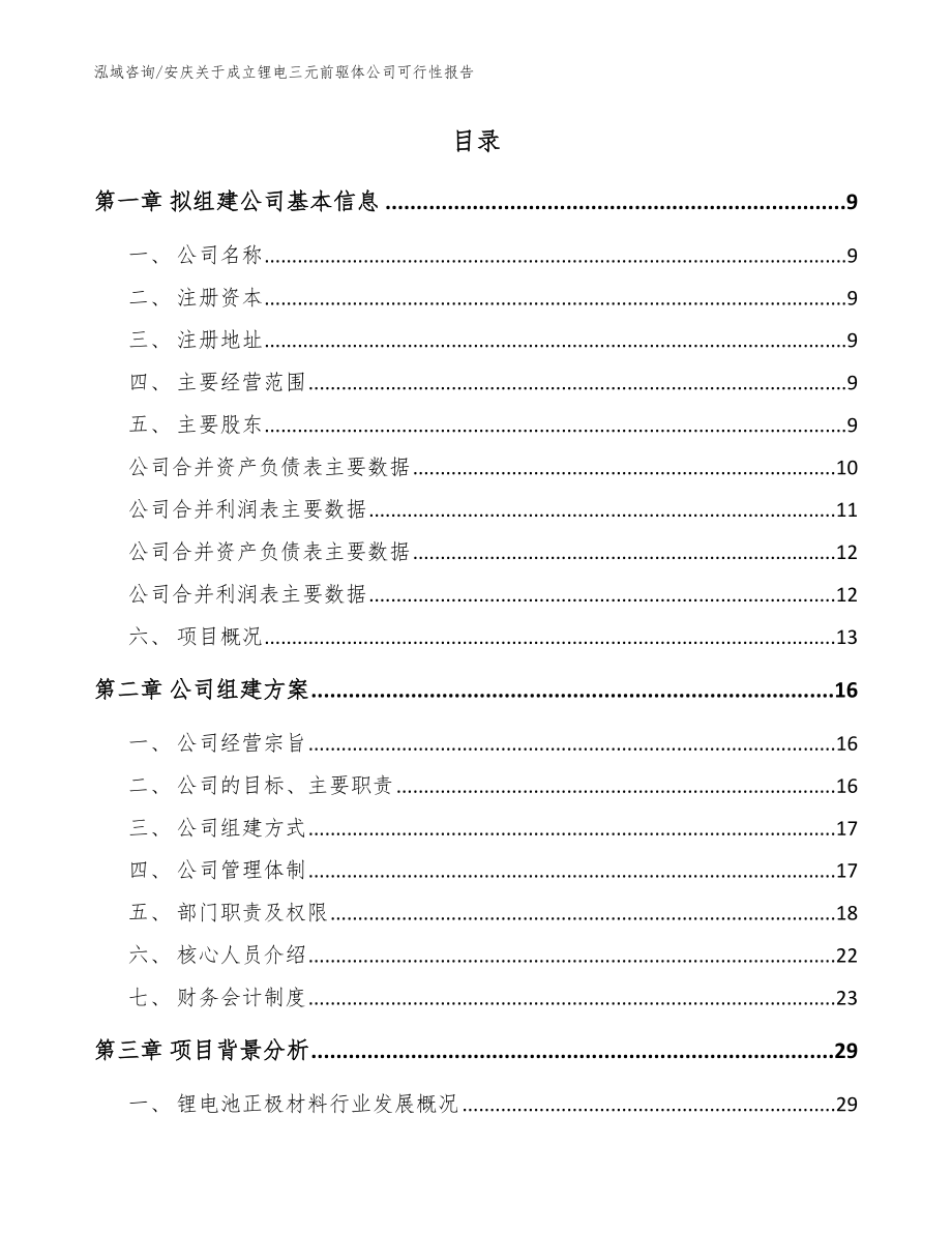 安庆关于成立锂电三元前驱体公司可行性报告_范文_第2页