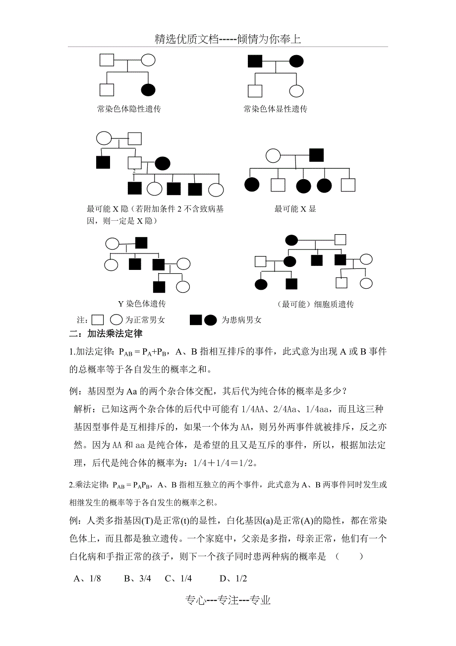 遗传病的概率计算方法例析(共6页)_第2页