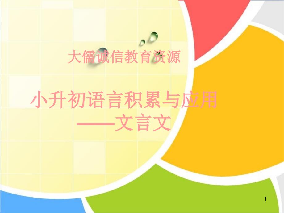 小升初语文综合复习：-文言文(人教版)课件_第1页