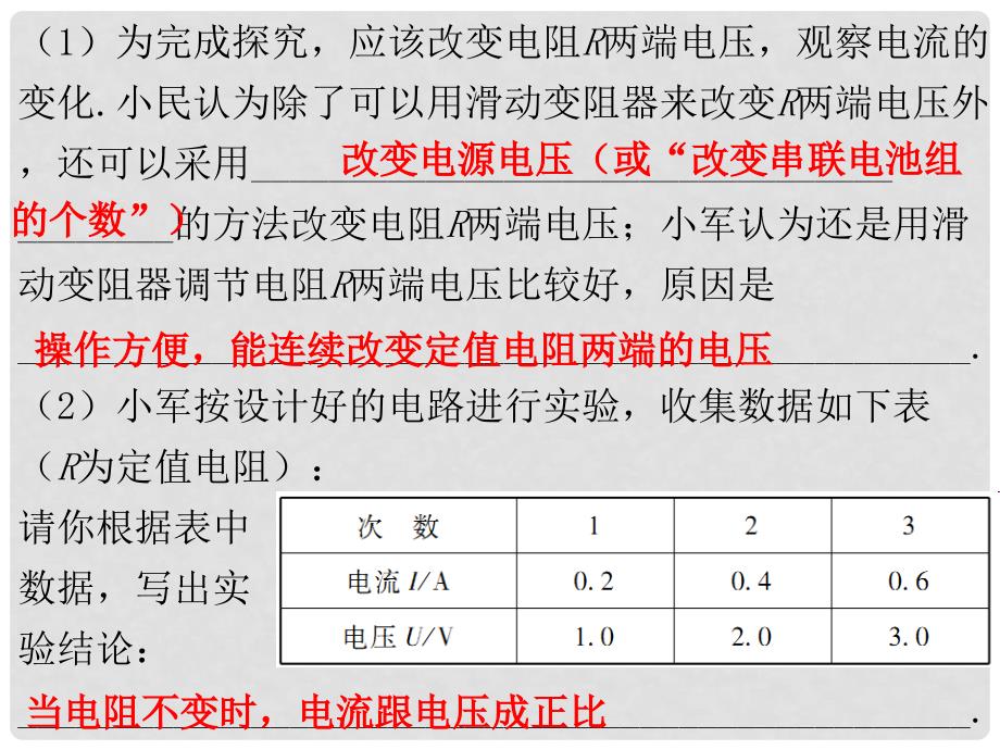 九年级物理全册 第17章 欧姆定律（专题五 探究电流与电压、电阻的关系）专项训练课件 （新版）新人教版_第3页