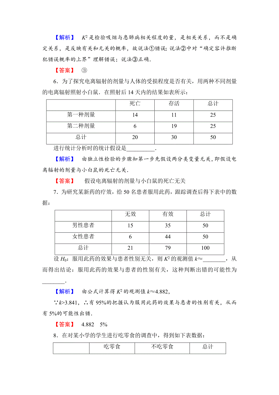 人教版 高中数学【选修 21】 学业分层测评2独立性检验的基本思想及其初步应用_第4页