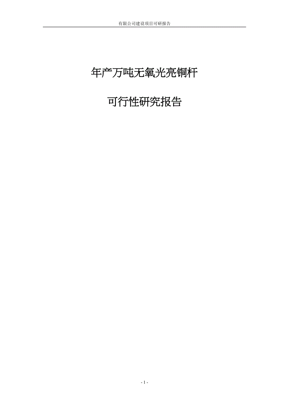 年产万吨无氧光亮铜杆可行性研究报告(DOC 29页)_第1页