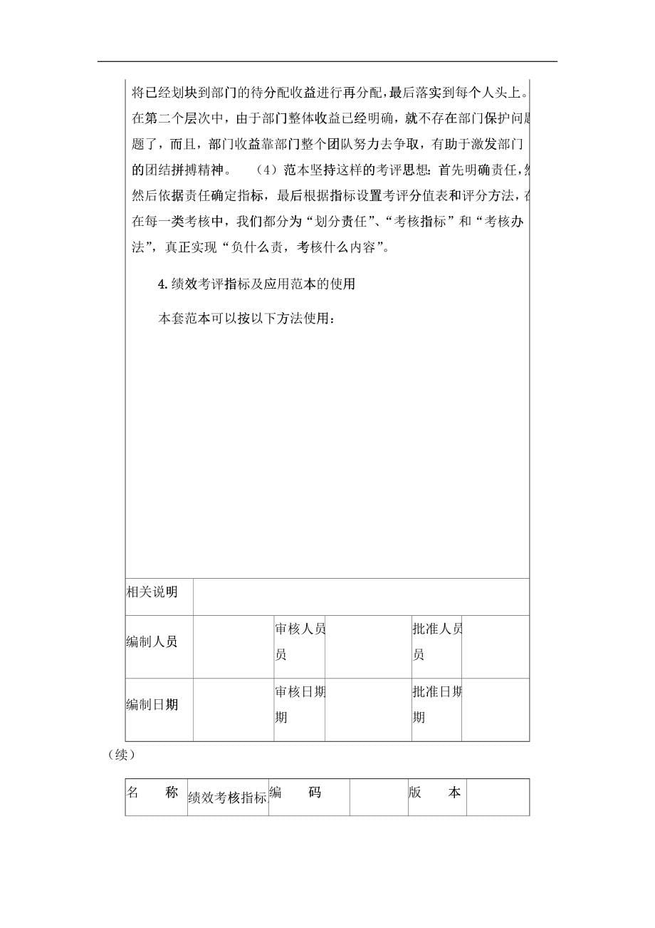 制度运用范本及各类绩效考核指标_第5页