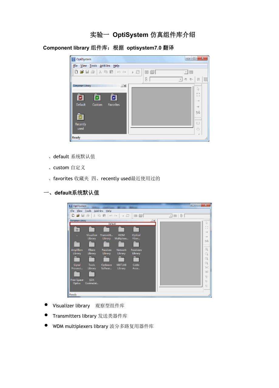 实验一optisystem仿真组件库介绍_第1页