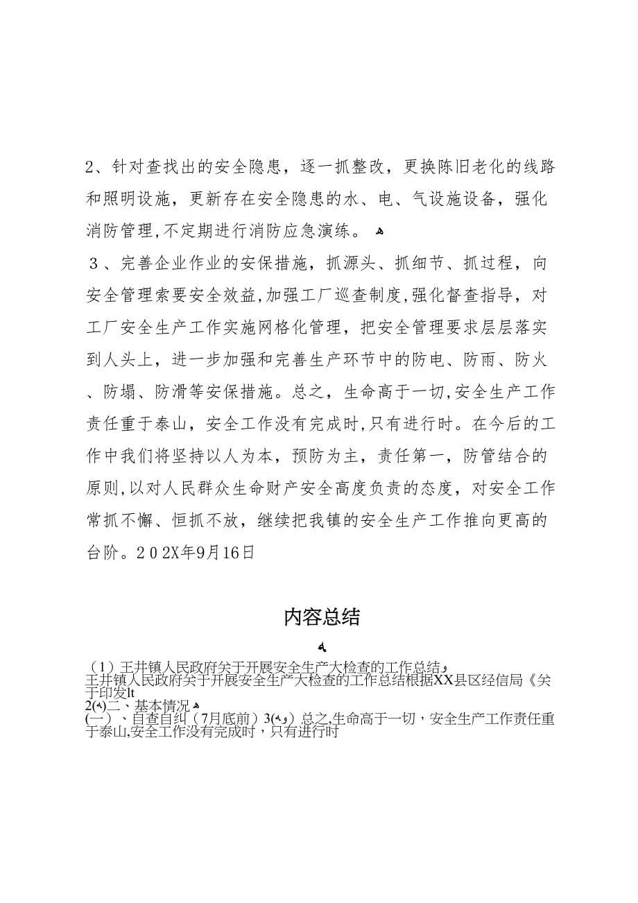 王井镇人民政府关于开展安全生产大检查的工作总结_第5页