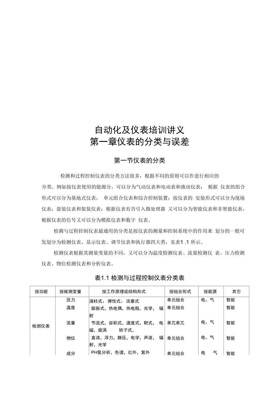 石油化工过程自动化与仪表培训讲义全_第1页