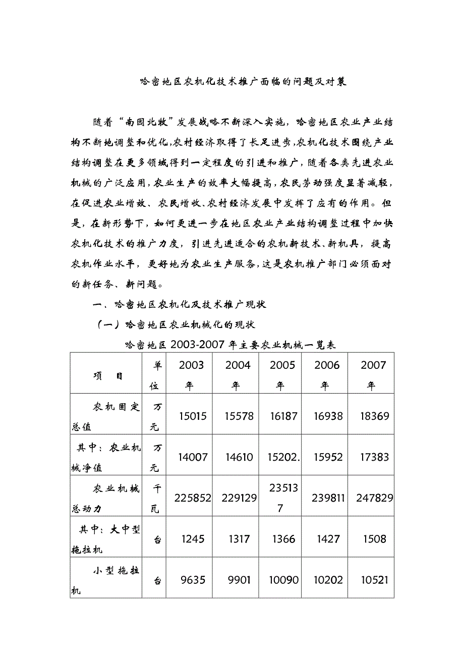 哈密地区农机化发展面临的问题及对策doc-哈密地区农机化_第1页