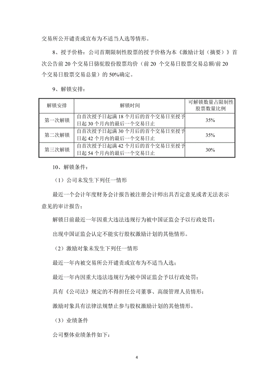 601311骆驼股份首期限制性股票激励计划（草案）_第4页