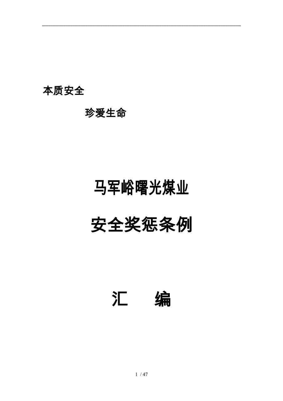 某煤业公司安全奖惩条例汇编_第1页