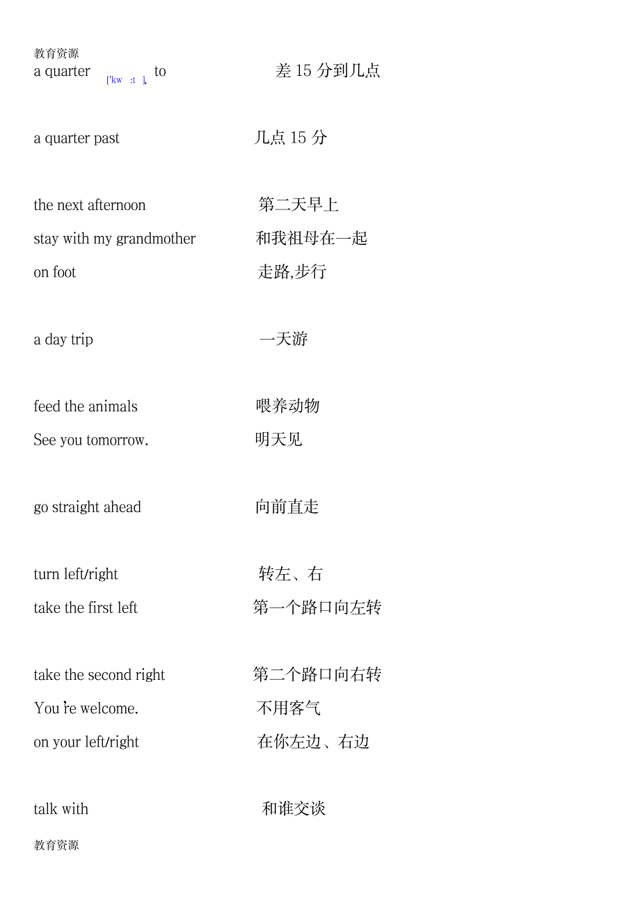 【教育资料】五年级上册英语素材资料词组归类人教学习专用_第4页