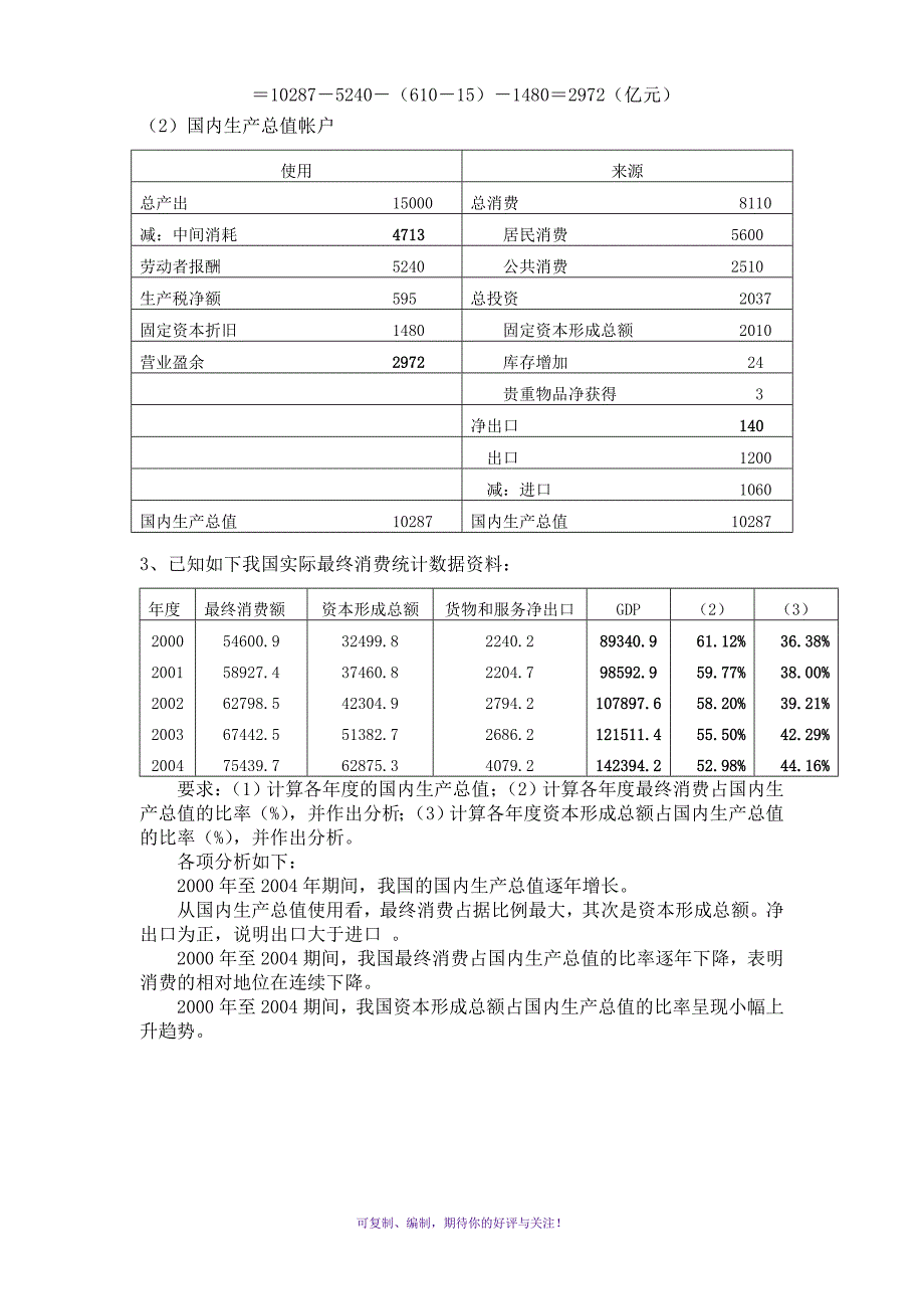 民经济核算作业参考答案Word版_第3页