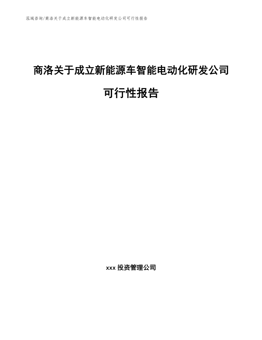 商洛关于成立新能源车智能电动化研发公司可行性报告模板参考_第1页