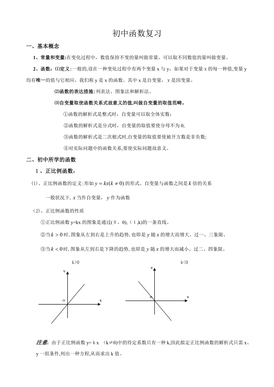初中函数复习专题-适合初三学生_第1页